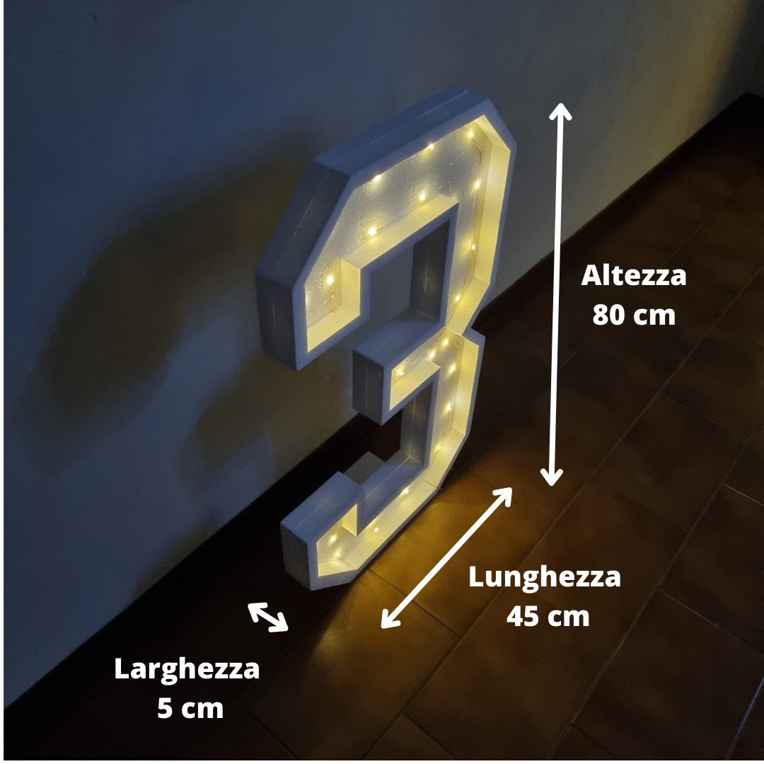 Scegli il tuo Numero Luminoso Grande Alto 80cm